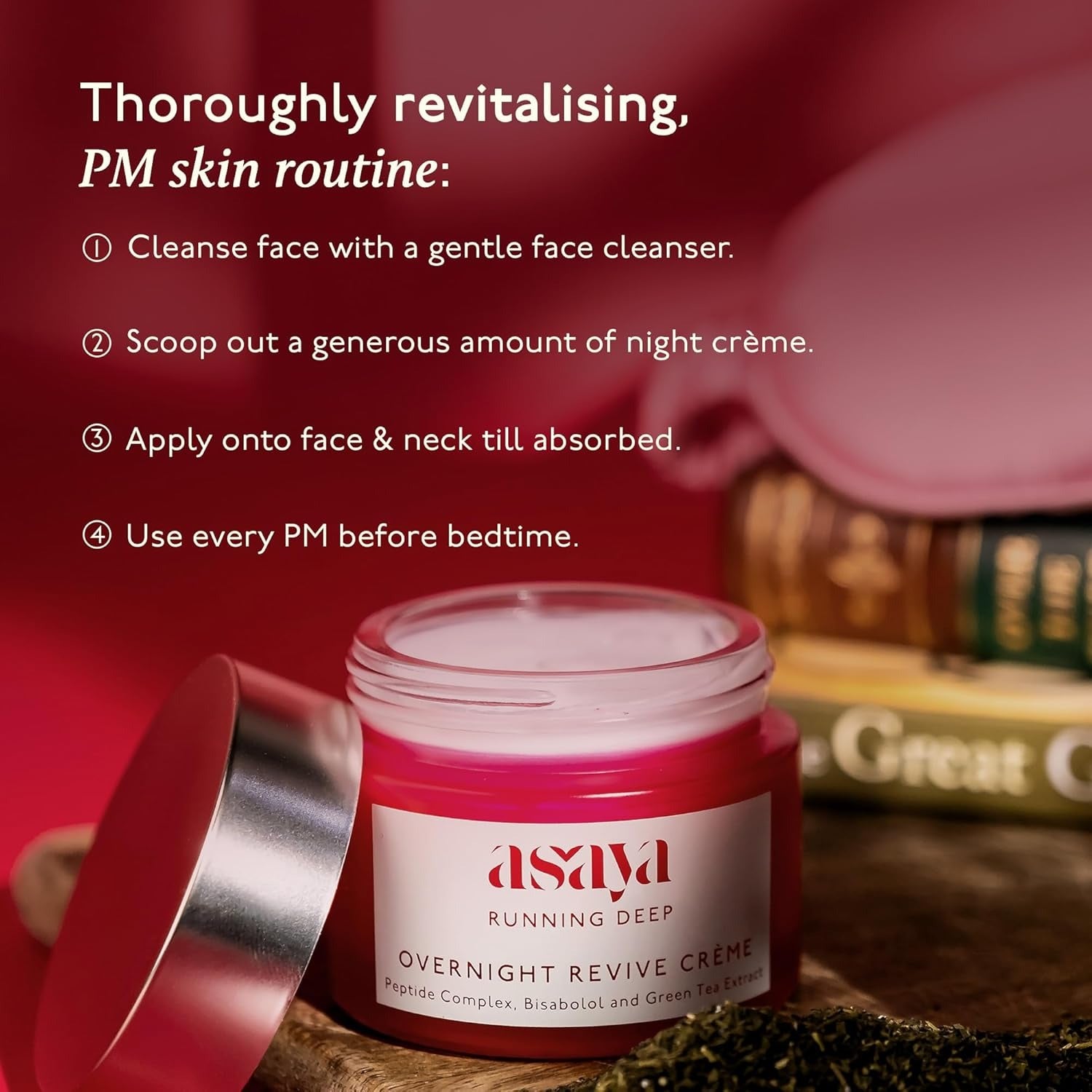 Asaya Running Deep Over Night Revive Cream With Peptides & Bisabolol - 50 ml
