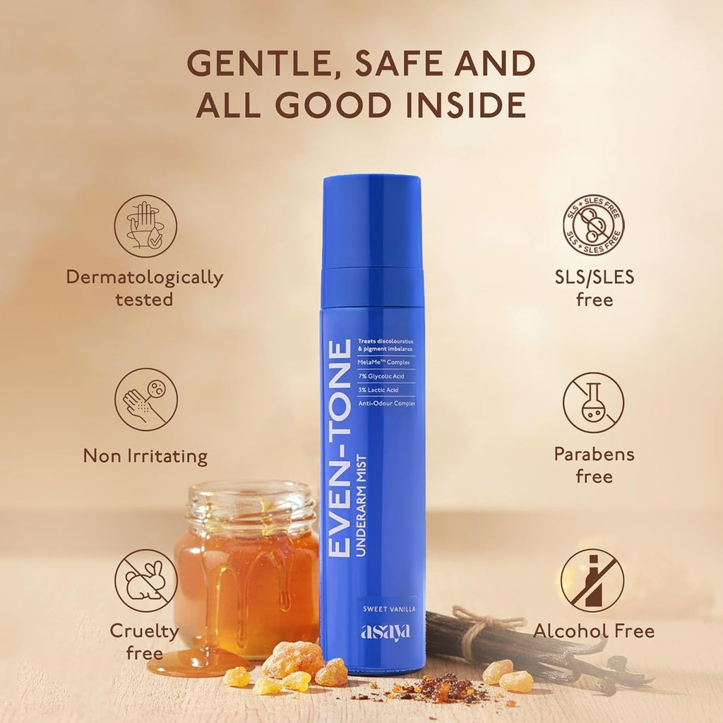 Asaya Even Tone Underarm Mist Sweet Vanilla for Underarm Pigmentation Removal & Odour Control - 100 ml