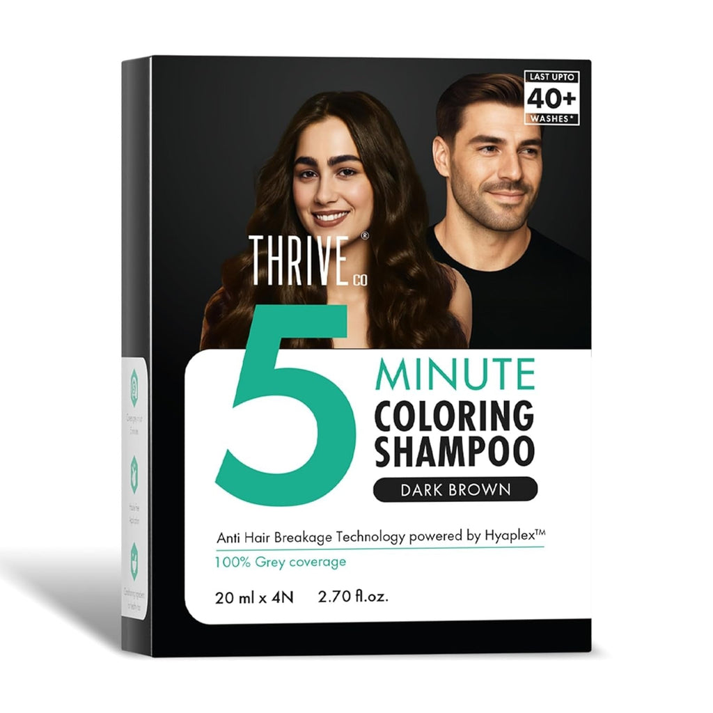 ThriveCo Hair Coloring Shampoo Dark Brown - Each Sachet 20 ml (Pack of 4)