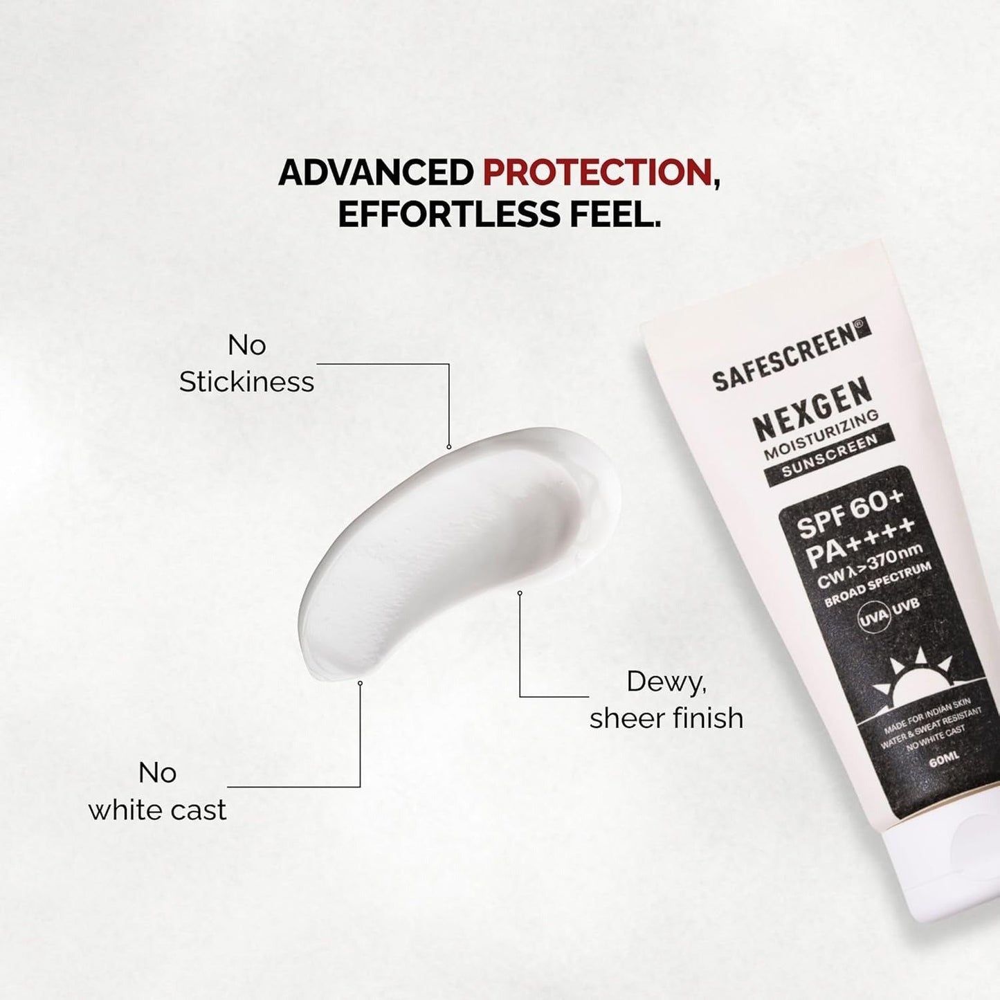 Chosen By Dermatology SafeScreen Nexgen SPF 60+ PA++++ Moisturizing Sunscreen - 60 ml