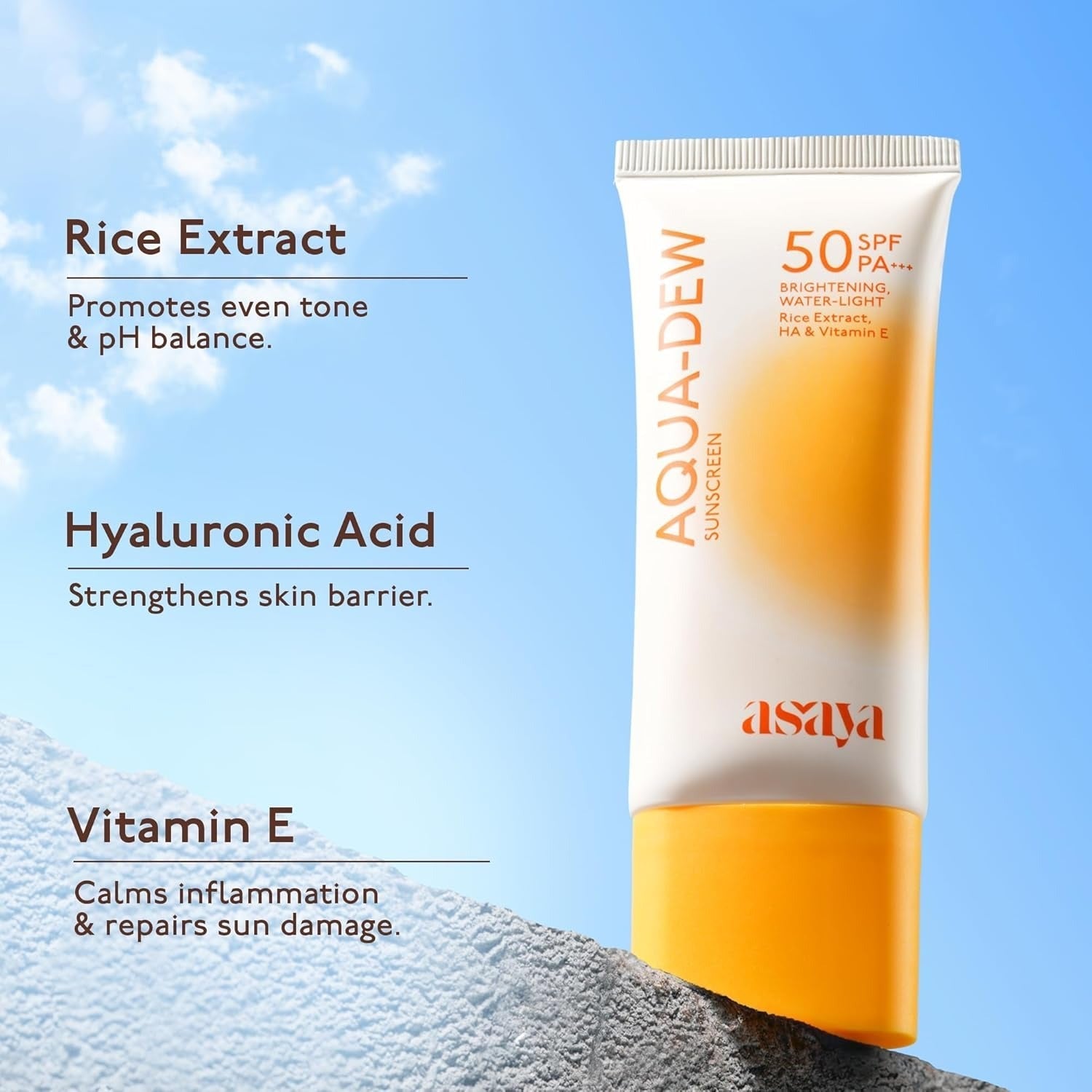 Asaya Aqua Dew Sunscreen SPF 50 PA+++ UVA/B Light Protection - 50 ml
