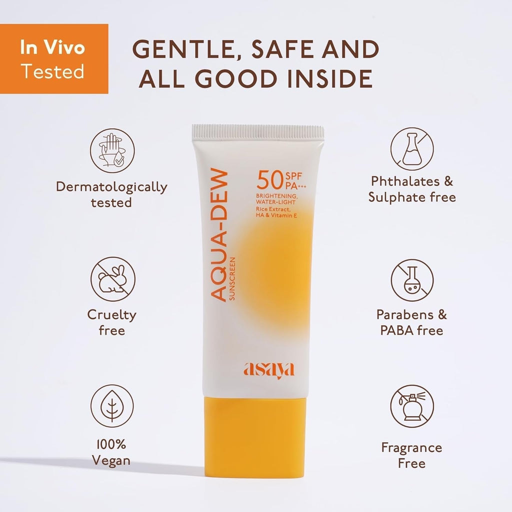 Asaya Aqua Dew Sunscreen SPF 50 PA+++ UVA/B Light Protection - 50 ml