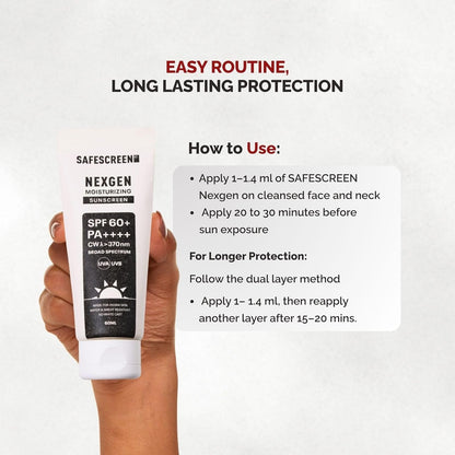 Chosen By Dermatology SafeScreen Nexgen SPF 60+ PA++++ Moisturizing Sunscreen - 60 ml