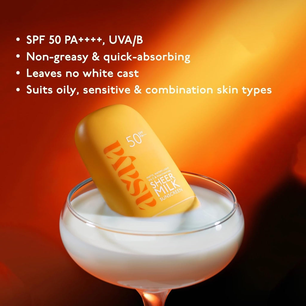 Asaya Sheer Milk Sunscreen SPF 50 PA++++ UVA + UVB with Vitamin C & Niacinamide - 50 ml