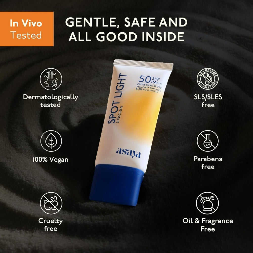 Asaya Spot Light Depigmenting Sunscreen SPF 50 PA++++For All Skin Types - 50 Gms