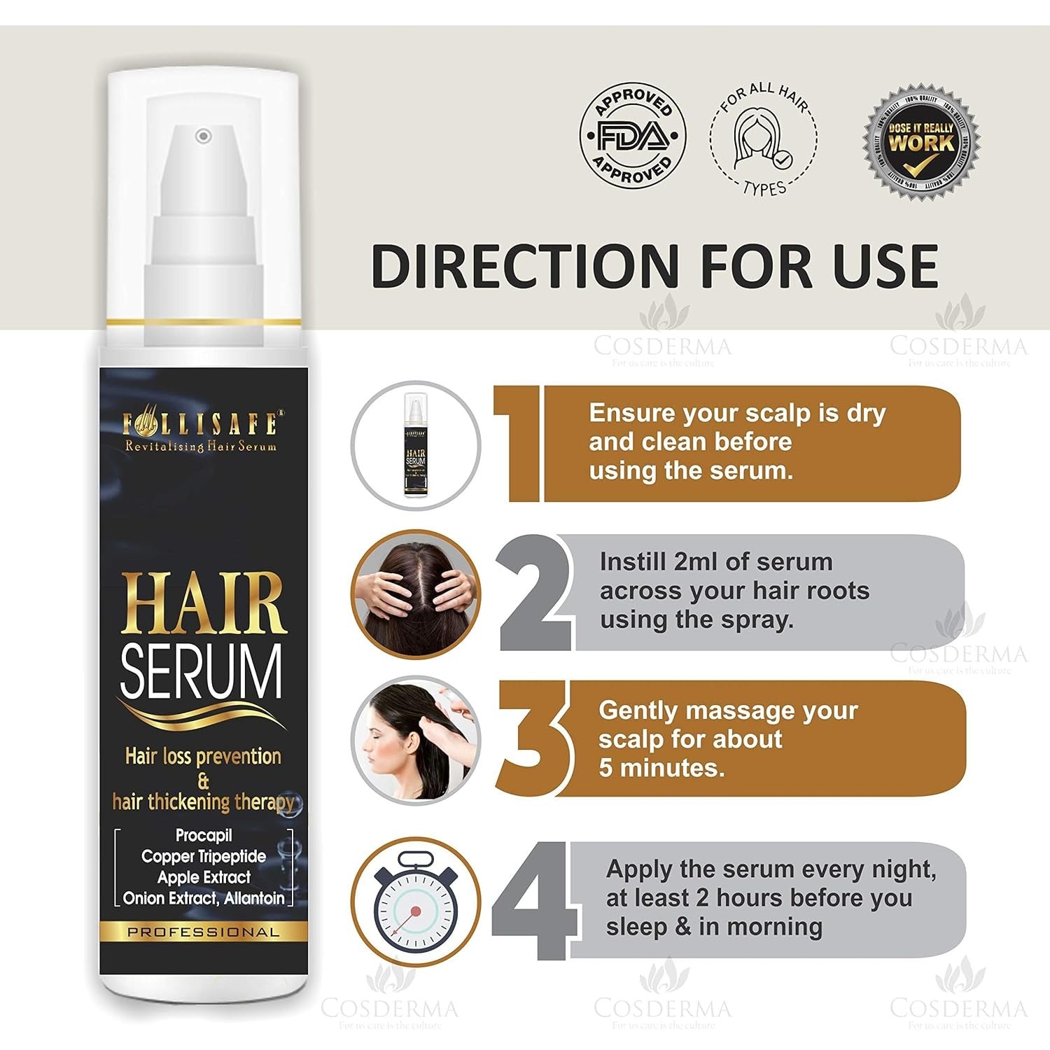 Follisafe Nourishing Hair Serum With Procapil, Copper Tripeptides & Apple Stem Cell Extract - 60 ml