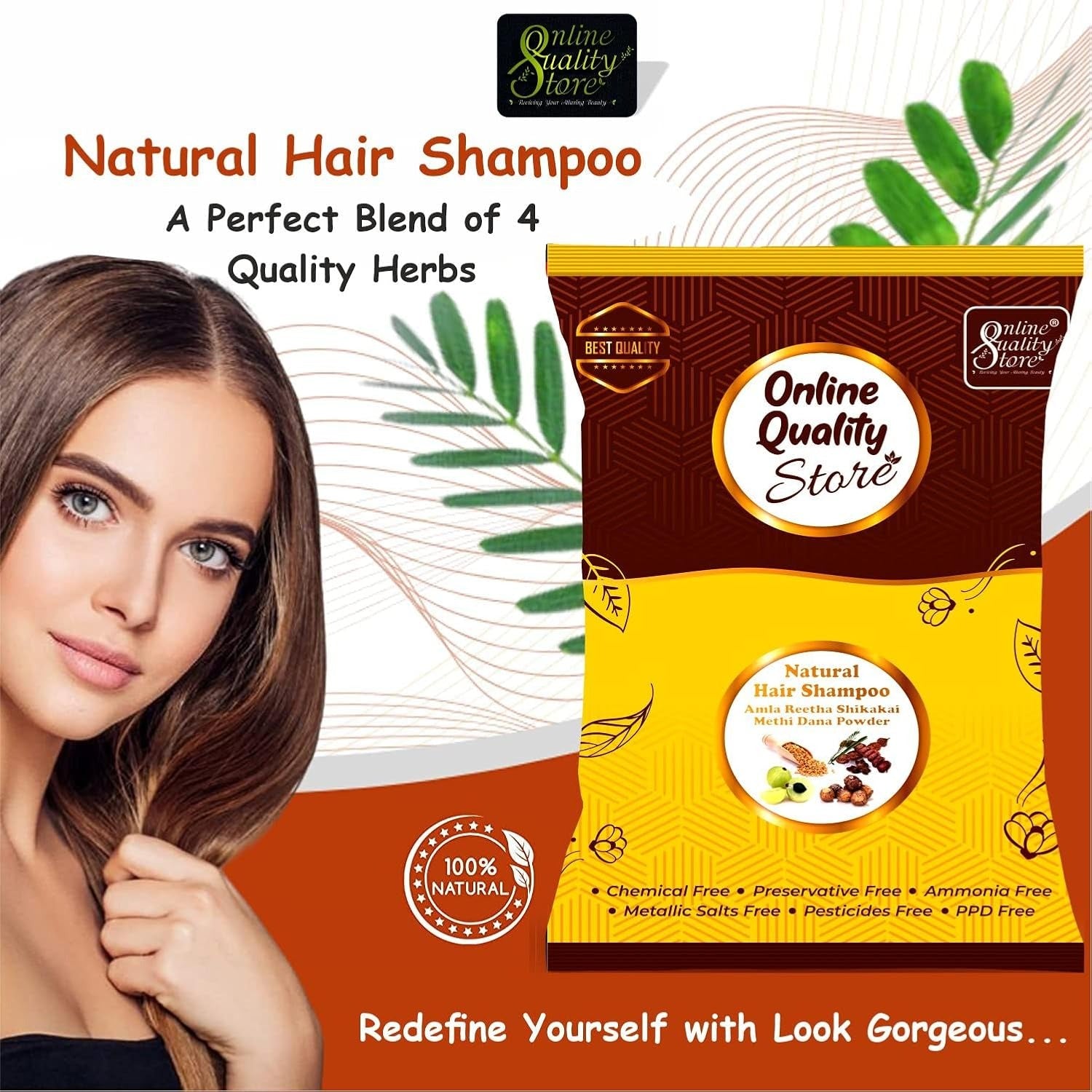 Online Quality Store Hair Shampoo with Amla, Reetha, Shikakai And Methi Dana - 200 Gms
