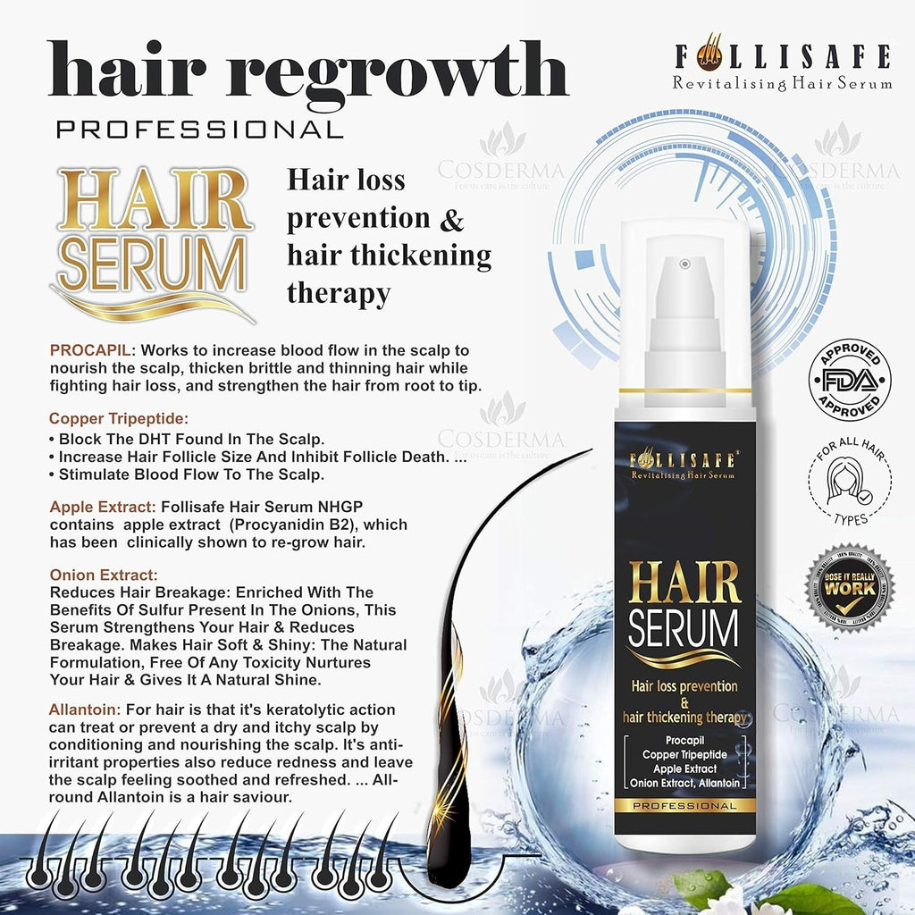 Follisafe Nourishing Hair Serum With Procapil, Copper Tripeptides & Apple Stem Cell Extract - 60 ml