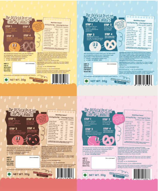 Atom Eats | Assorted Pretzels Power Pack - Pack of 9(30g Each Pack)