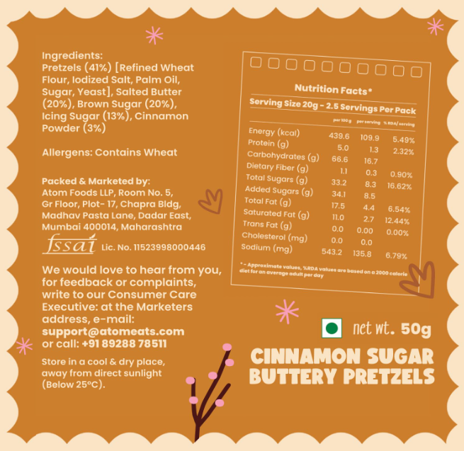 Atom Eats | Cinnamon Butter Pretzel Knots - Pack of 1(50g)