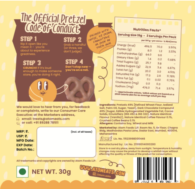 Atom Eats Pretzel - Pack of 3(30g Each Pack)