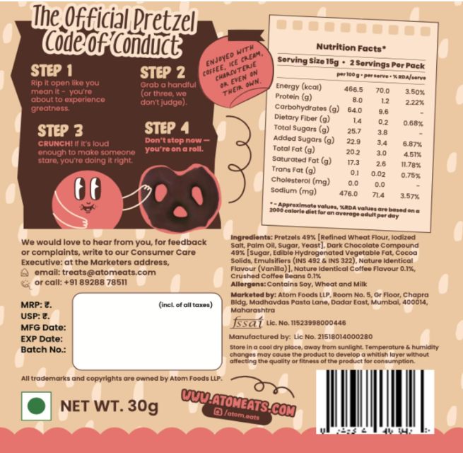 Atom Eats Pretzel - Pack of 3(30g Each Pack)