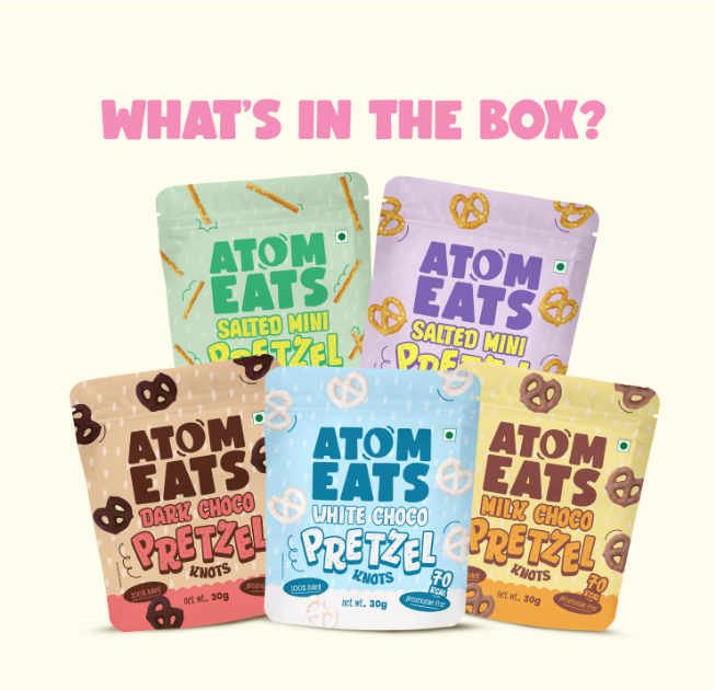 Atom Eats Classic Pretzel Variety - Pack of 5 (30g Each Pack)