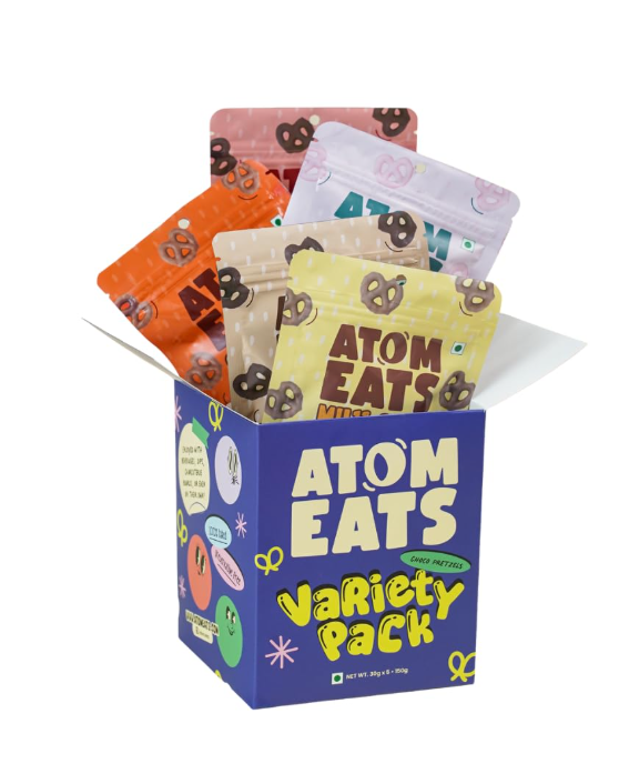 Atom Eats Choco Pretzel Variety Pack - Pack of 5 (30g Each Pack)