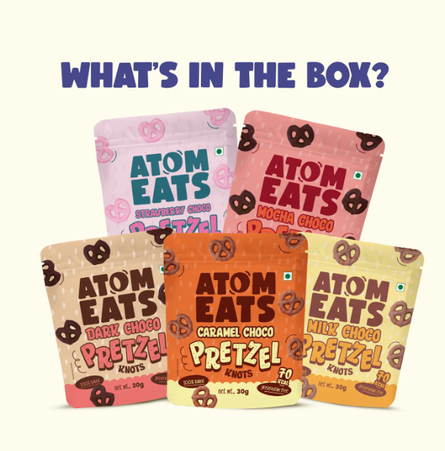 Atom Eats Choco Pretzel Variety Pack - Pack of 5 (30g Each Pack)