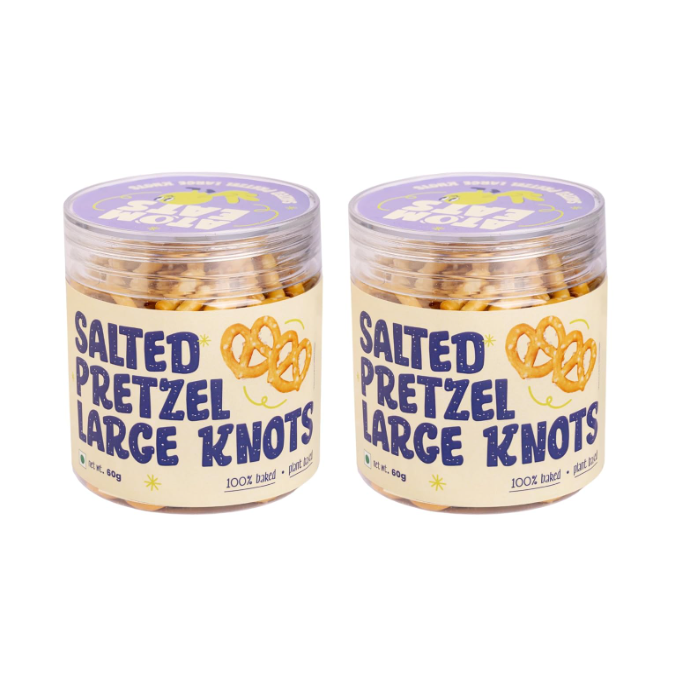 Atom Eats | Salted Large Pretzel Knots  - Pack of 2(60G Each Pack)