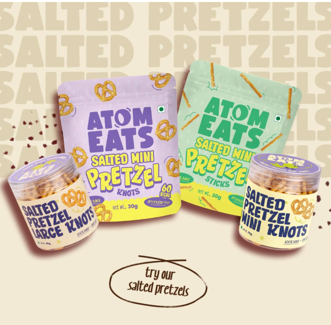 Atom Eats | Salted Large Pretzel Knots  - Pack of 2(60G Each Pack)
