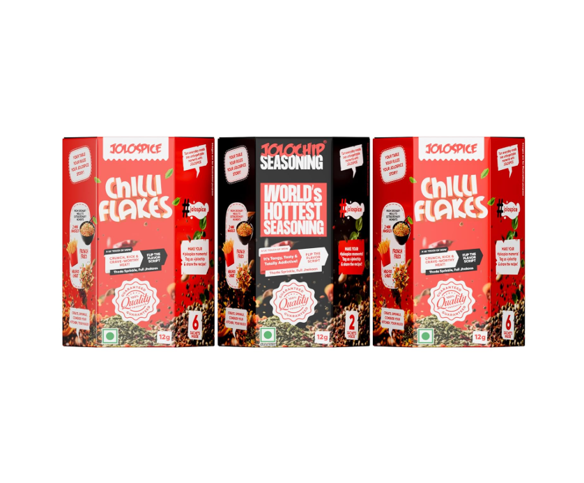 JOLOSPICE Chilli Flakes and Hottest Seasoning Combo - Pack of 3(12g Each Pack)