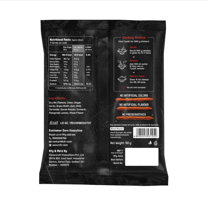 Kilrr Kaalimirch ki Haddcurry Gravy Chicken Masala - Pack of 3(58g Each Pack)