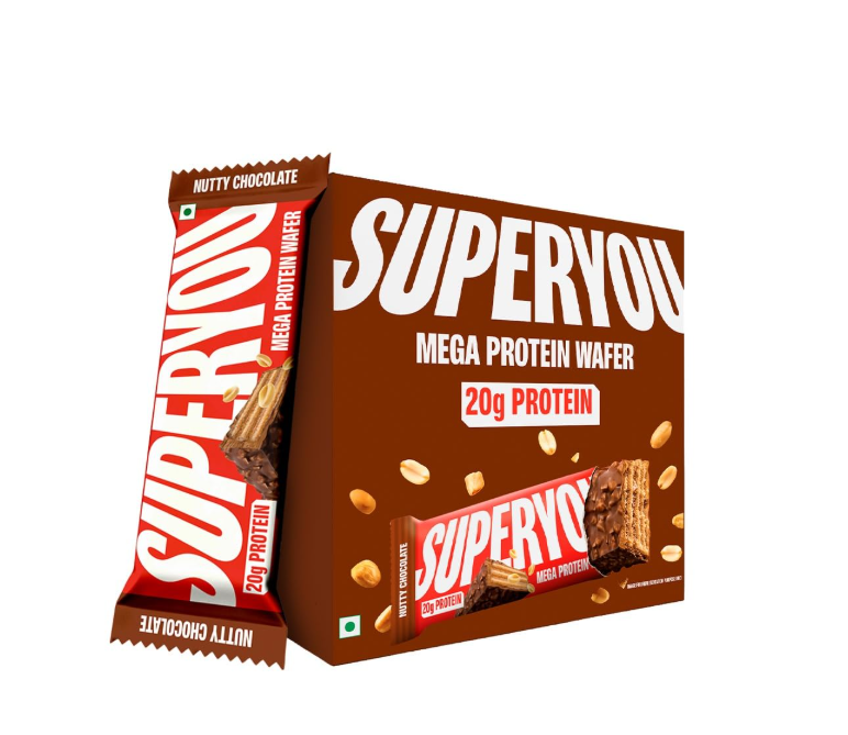 Superyou Nutty Chocolate Mega Protein Wafer Bar - Pack of 6 (360g)