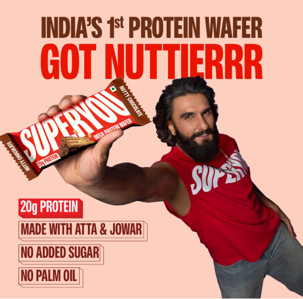 Superyou Nutty Chocolate Mega Protein Wafer Bar - Pack of 6 (360g)