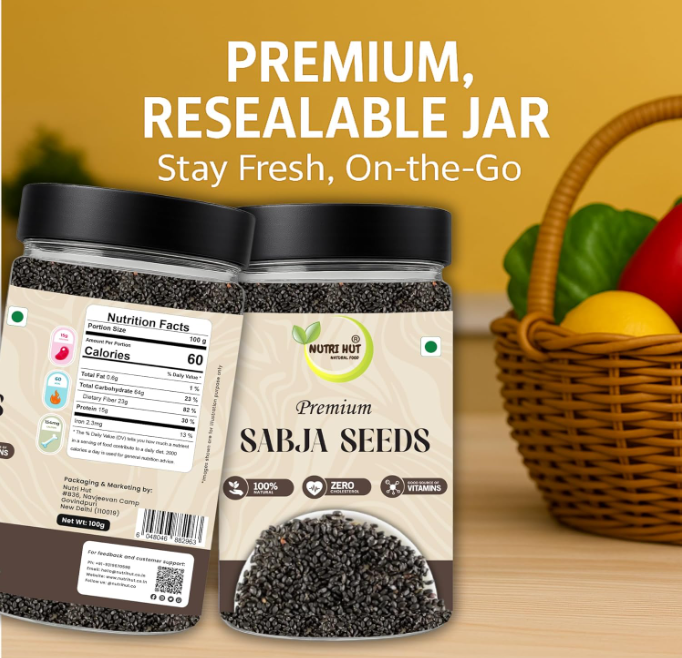 Nutri Hut Premium Sabja Seeds (Basil Seeds)