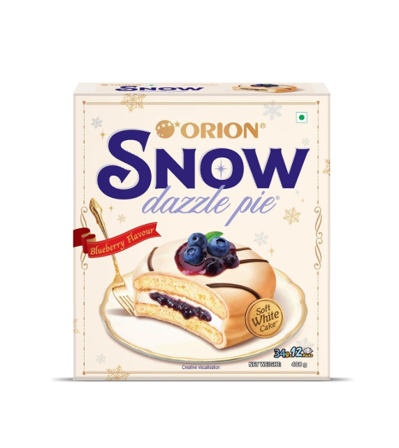 Orion Blueberry Snow Dazzle Pie - Soft White Cake 12 pcs