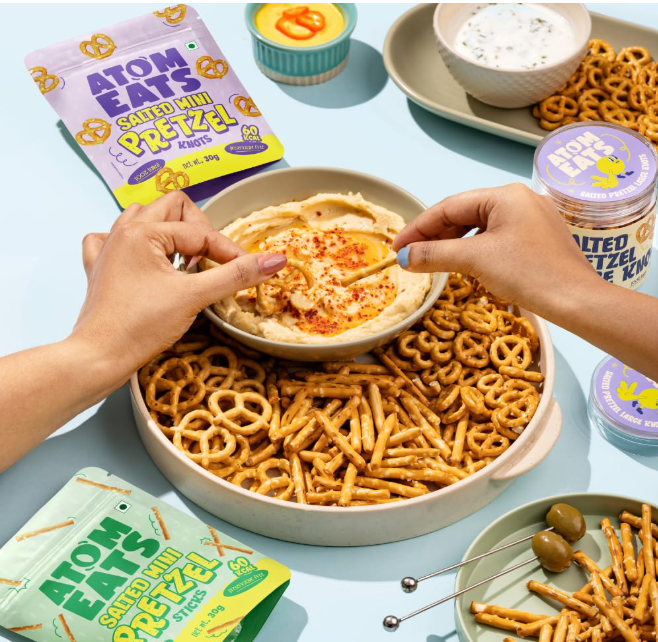 Atom Eats | Salted Mini Pretzel Knots in Jar - Pack of 2 (70g Each Pack)