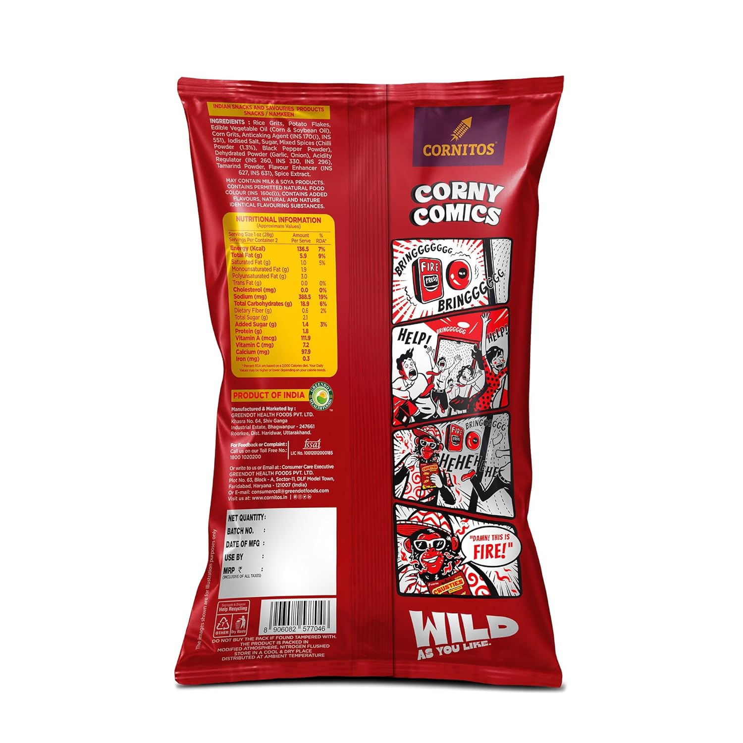 Cornitos Crusties puffs Fiery Peri Peri flavour - 62 g