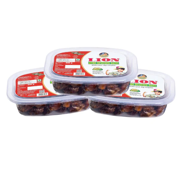 Lion Dates Qyno Deseeded Dates -  Pack of 3 (500g Each Pack)