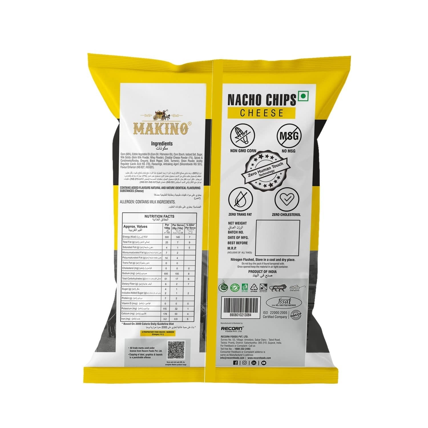 Makino - Nacho Chips Cheese Flavour - Pack of 3(60g Each Pack)