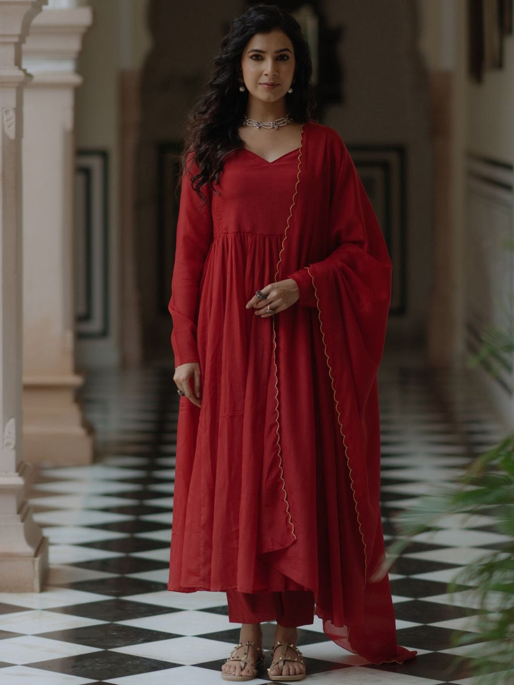 Anayna Women Panelled Kurta with Trousers & With Dupatta