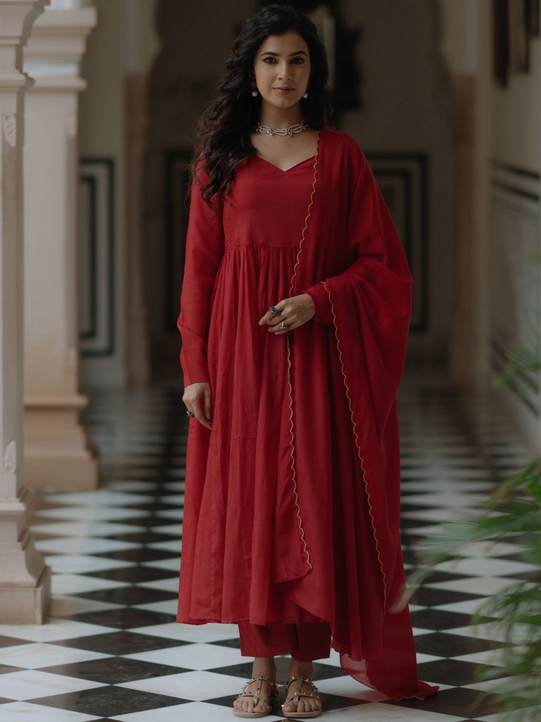 Anayna Women Panelled Kurta with Trousers & With Dupatta