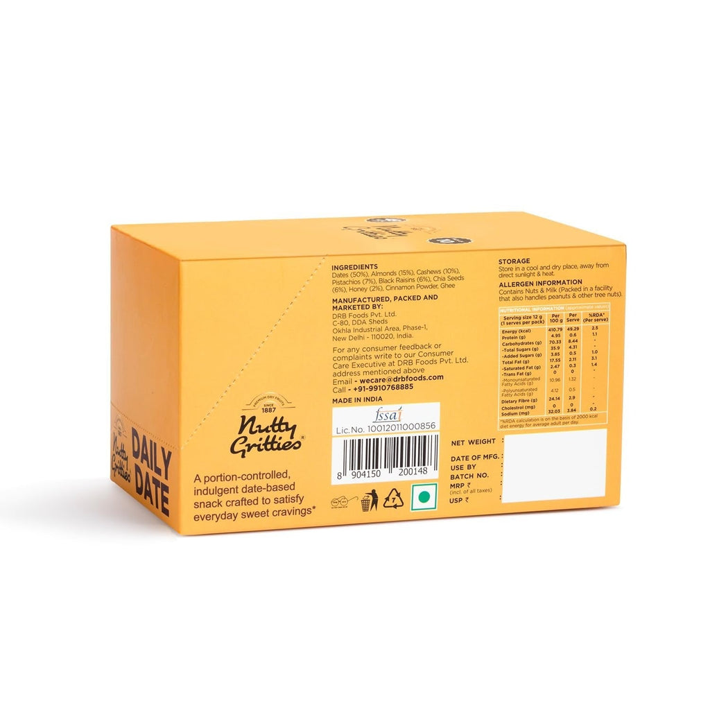 Nutty Gritties Daily Date - Pack of 10(12g Each Pack)