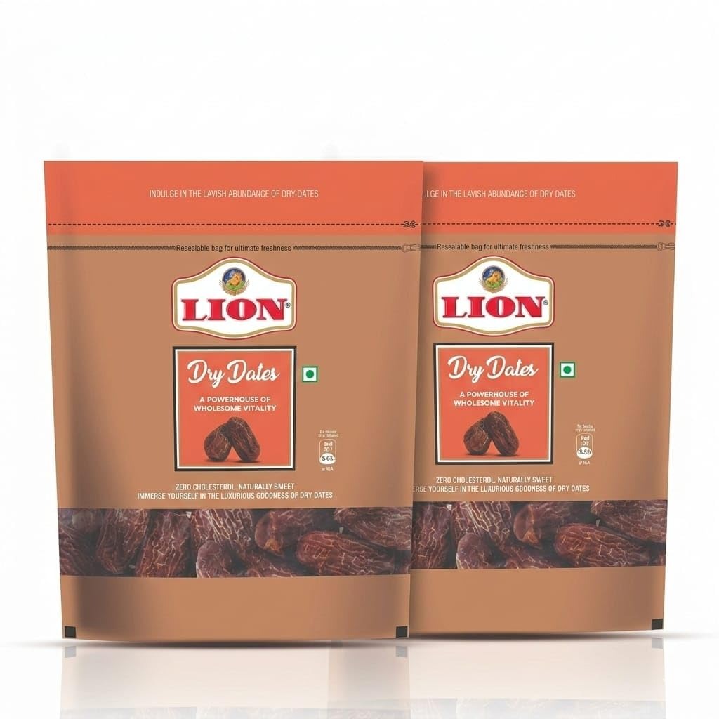Lion Dates Dry Dates - Pack of 2 (500g Each Pack)