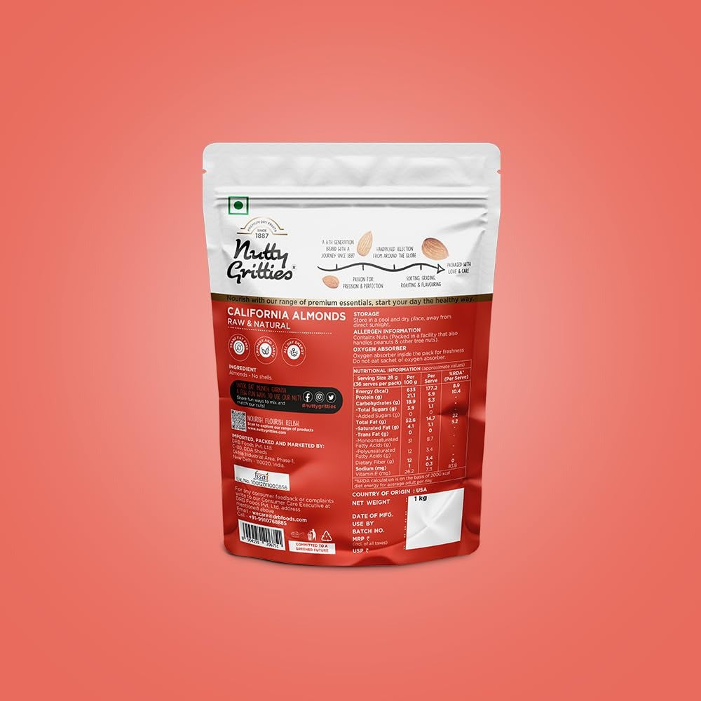Nutty Gritties Premium California Almonds Badam - 1 Kg