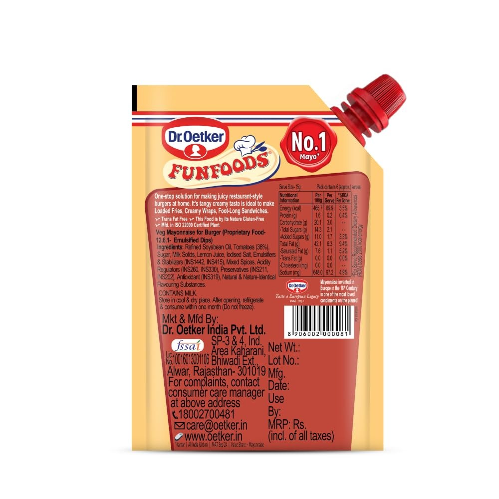 Dr. Oetker FunFoods Veg Burger Mayonnaise - 100g