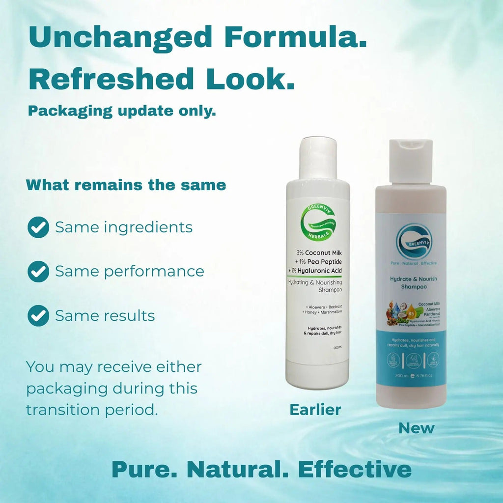Greenviv 3% Coconut Milk + 1% Pea Peptide + 1% Hyaluronic Acid Hydrating & Nourishing Shampoo - 200 ml