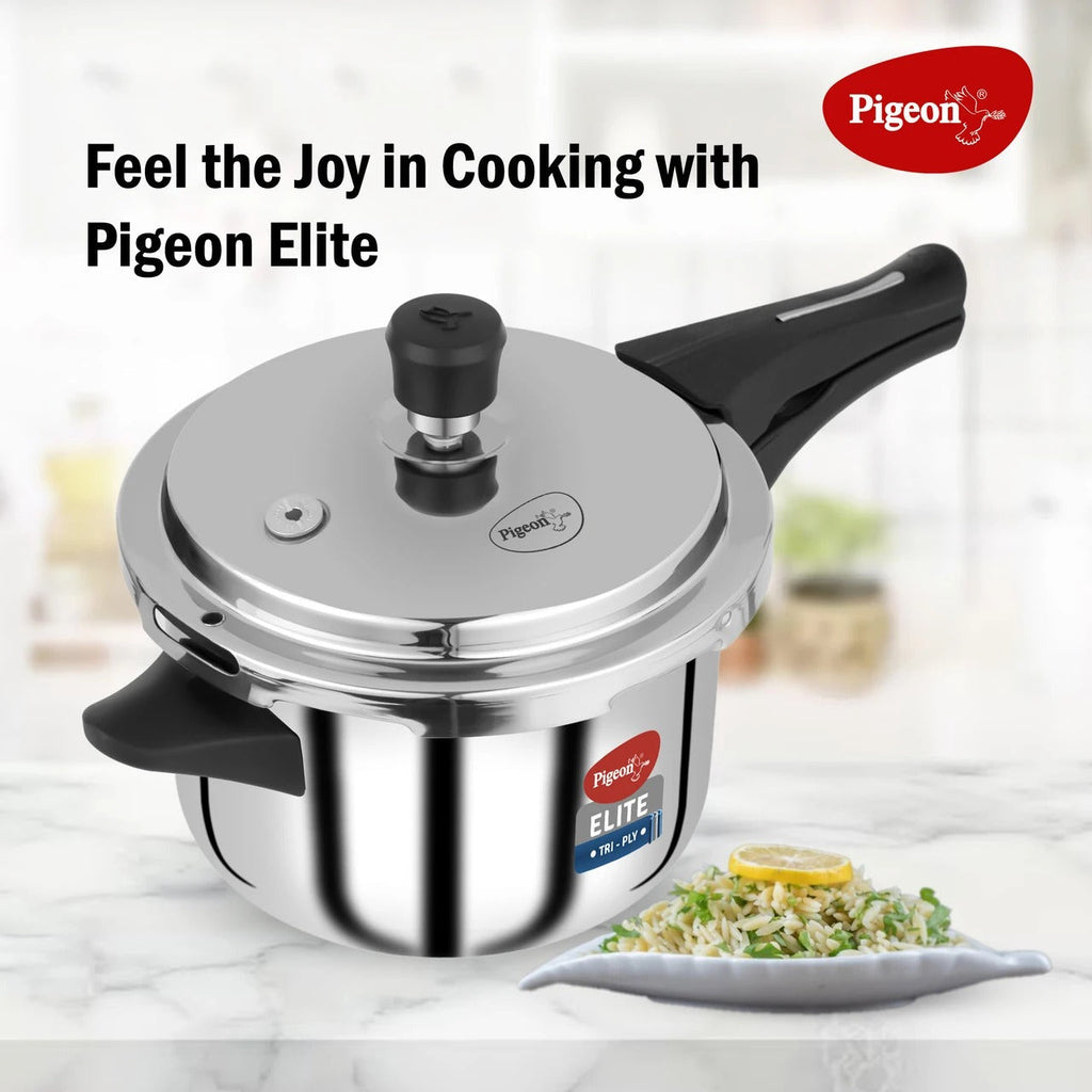Pigeon Elite Shine Tri-Ply Stainless Steel Pressure Cooker 5L
