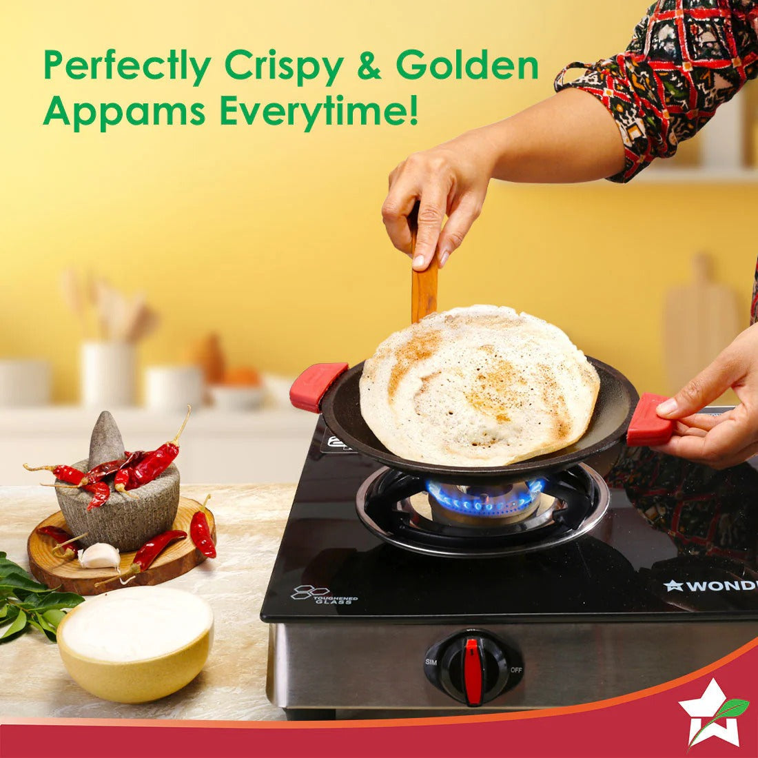 Wonderchef Forza Cast Iron Appachetty 20cm Naturally Non-Stick