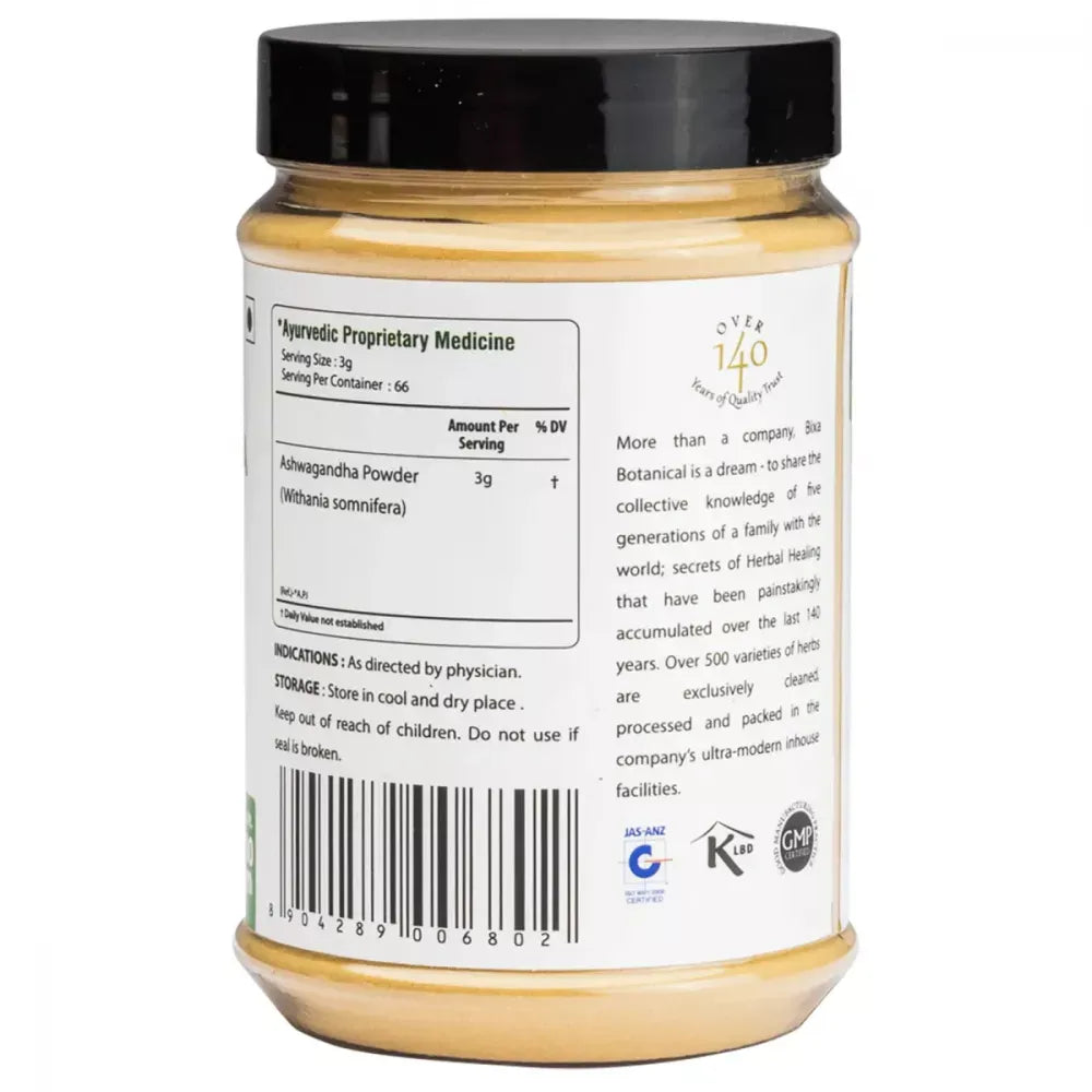 Bixa Botanical Ashwagandha (Withania somnifera) Dry Extract Herb - 2.5% Total Withanolides by gravimetry - 200 gms