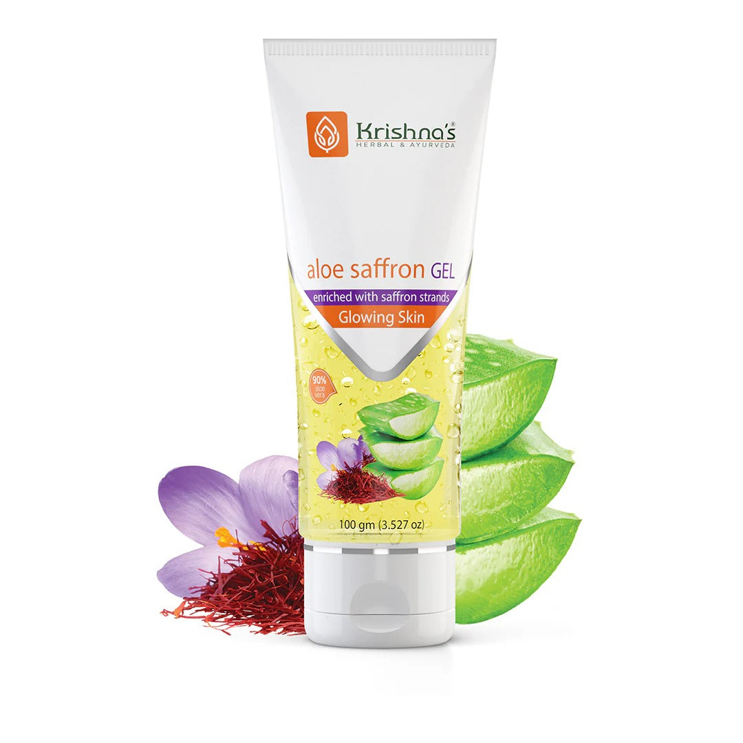 Krishna's Herbal & Ayurveda Aloe Vera Saffron Gel - 100 gms