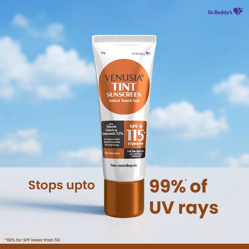 Dr. Reddy's Venusia Tinted sunscreen SPF 115 PA++++ Full spectrum protection - 50 gms (Pack of 3)