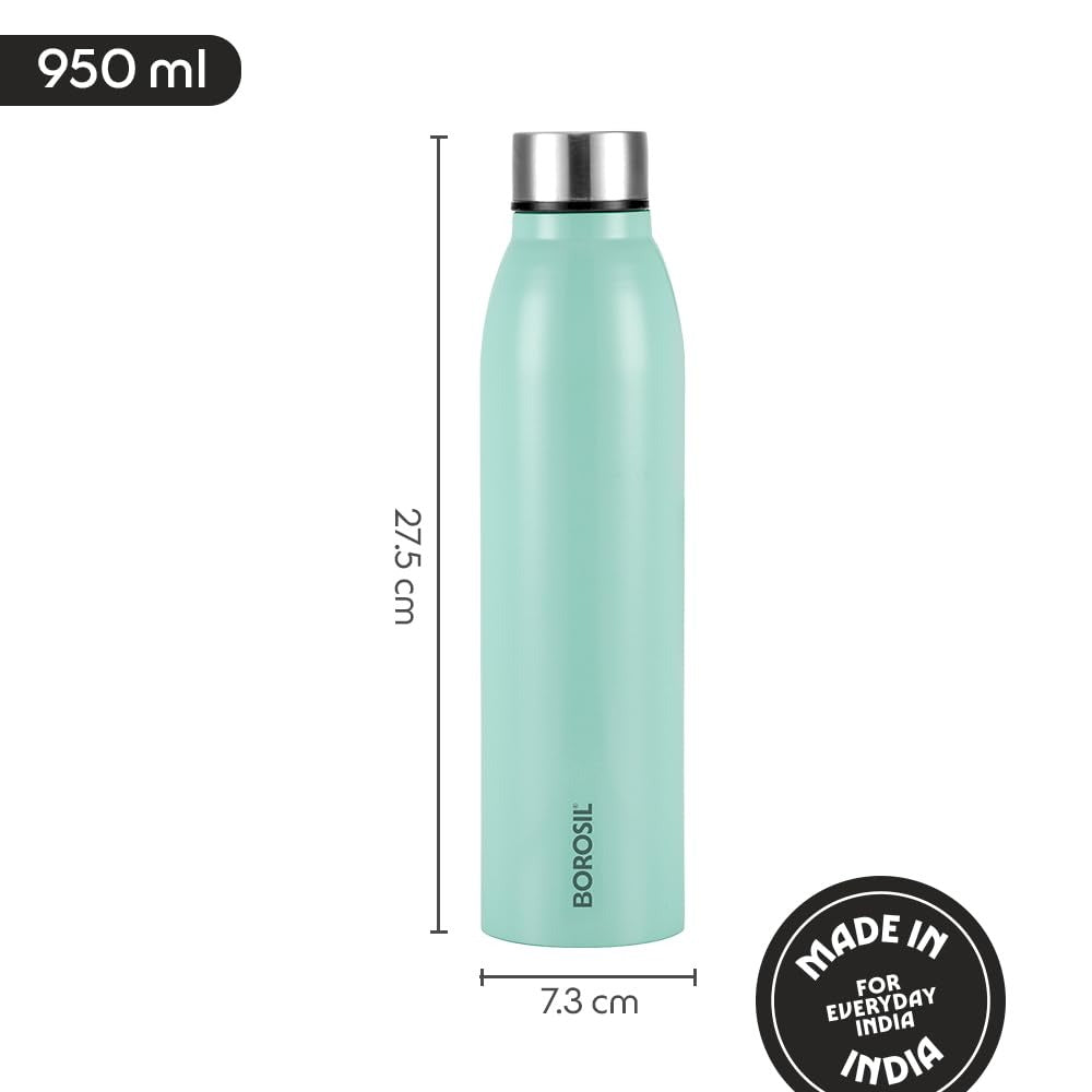 Borosil Glacier Stainless Steel Single Wall Bottle Jade 950ml