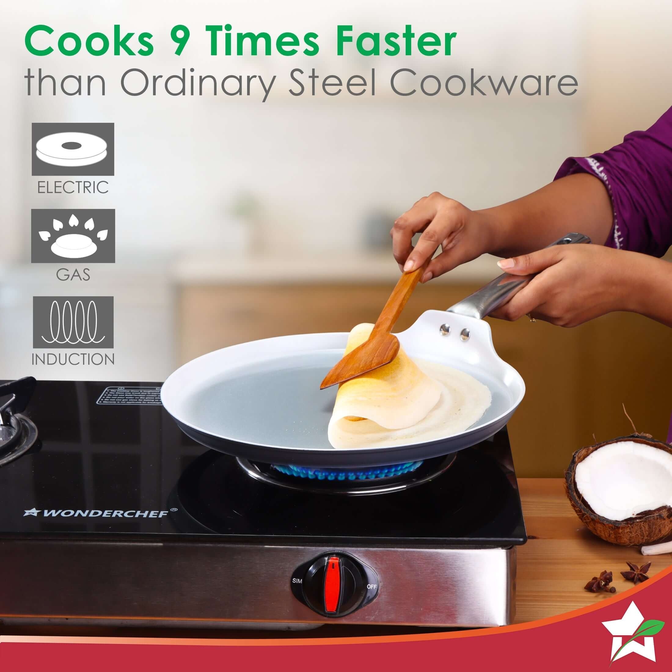 Wonderchef Eco Glide Dosa Tawa Ceramic 28cm Chemical-Free Coating