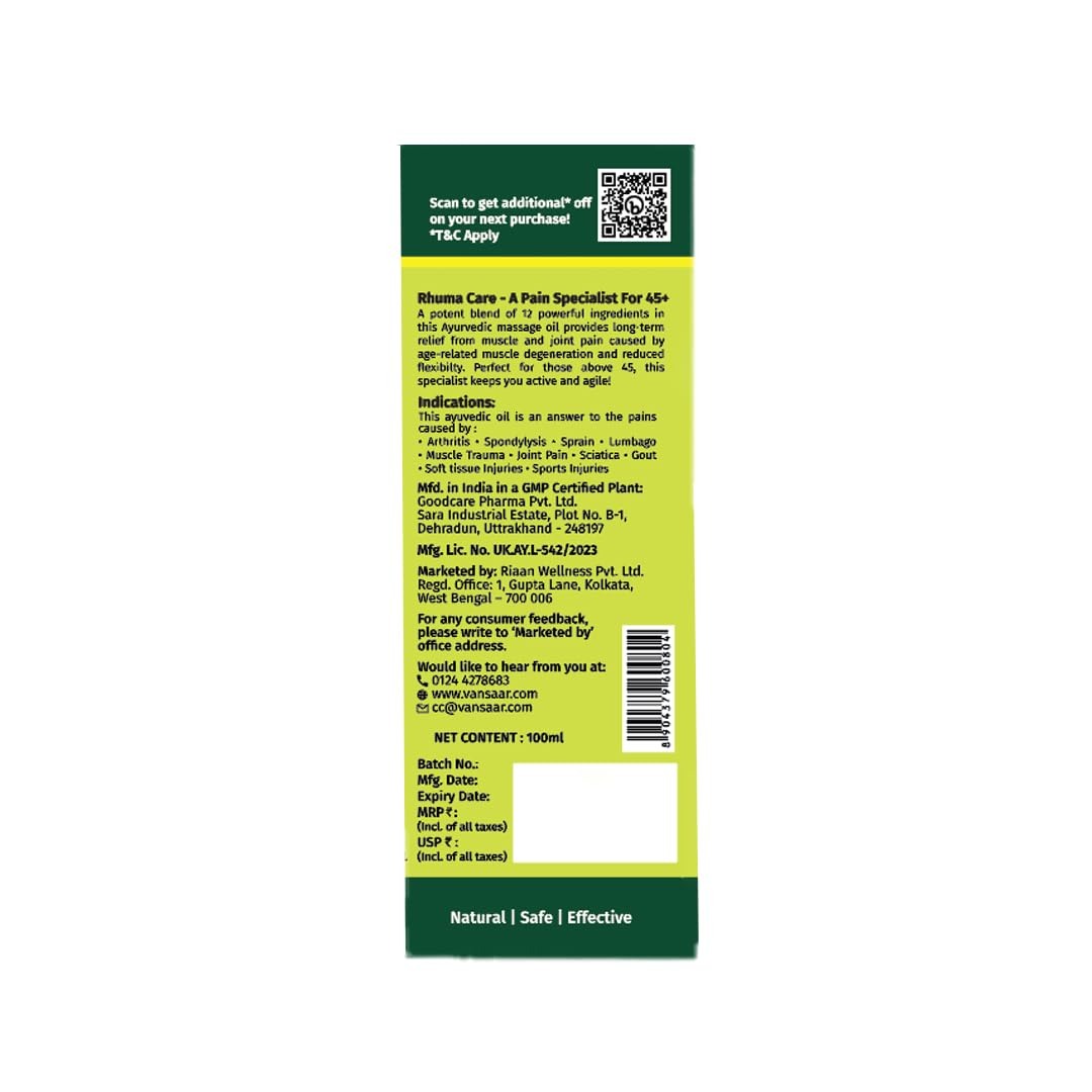 Baidyanath Vansaar Rhuma Massage Oil for Muscle & Joints Pain - 100 ml