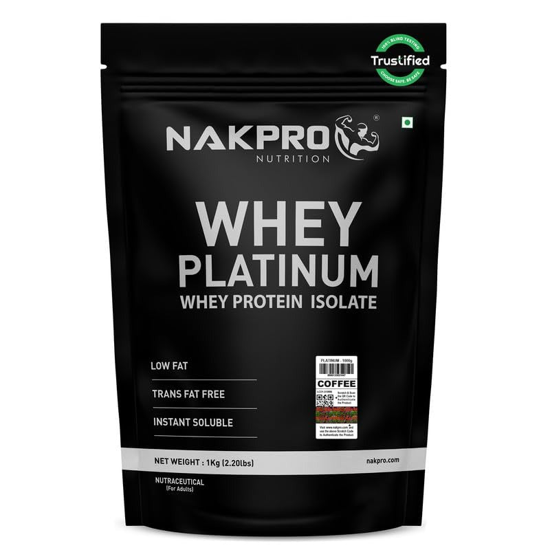 Nakpro Platinum Whey Protein Isolate Coffee Flavour - 1000 gms