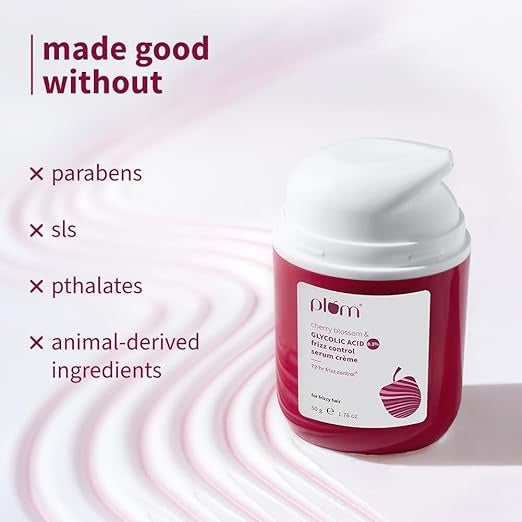 Plum Cherry Blossom & 0.3% Glycolic Acid Frizz Control Hair Serum Creme - 50 gms