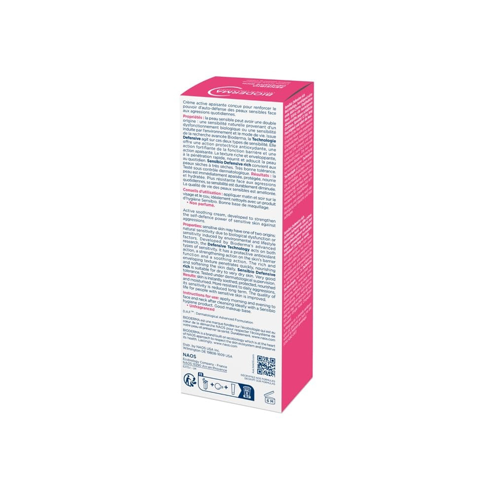 Bioderma Sensibio Defensive Rich Soothing 12hr Moisturizer - 40 ml