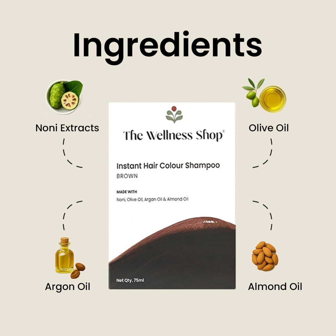 The Wellness Shop Instant Brown Hair Color Shampoo - 75 ml